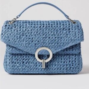 Sandro Light Blue Woven Shoulder Bag